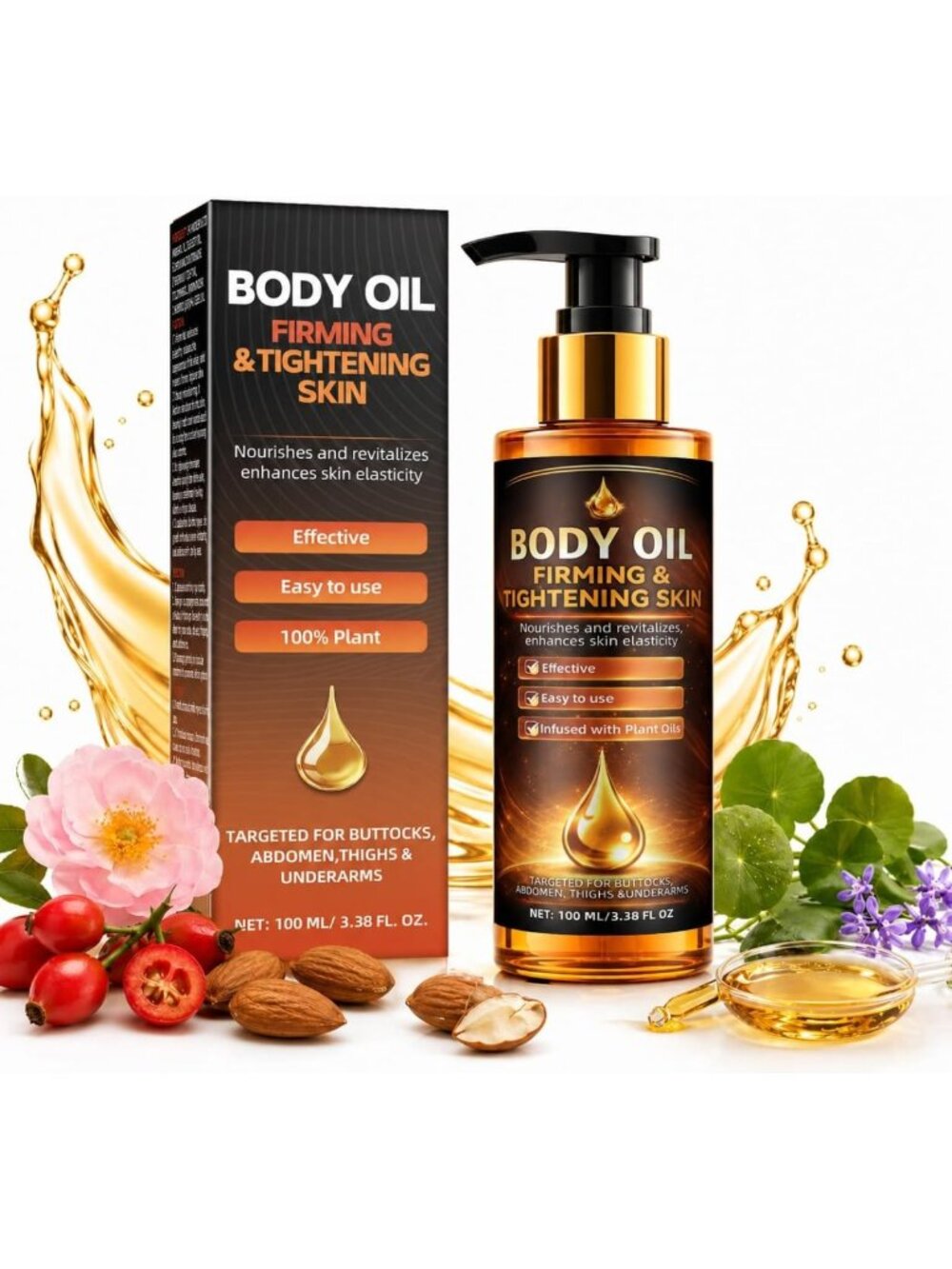 Revitalizing Body Firming Oil for Women, Toning & Tightening Treatment, 3.38 Fl